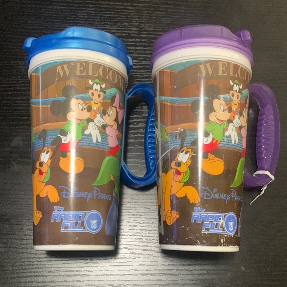 VINTAGE Disney Blue and Purple Tumblers